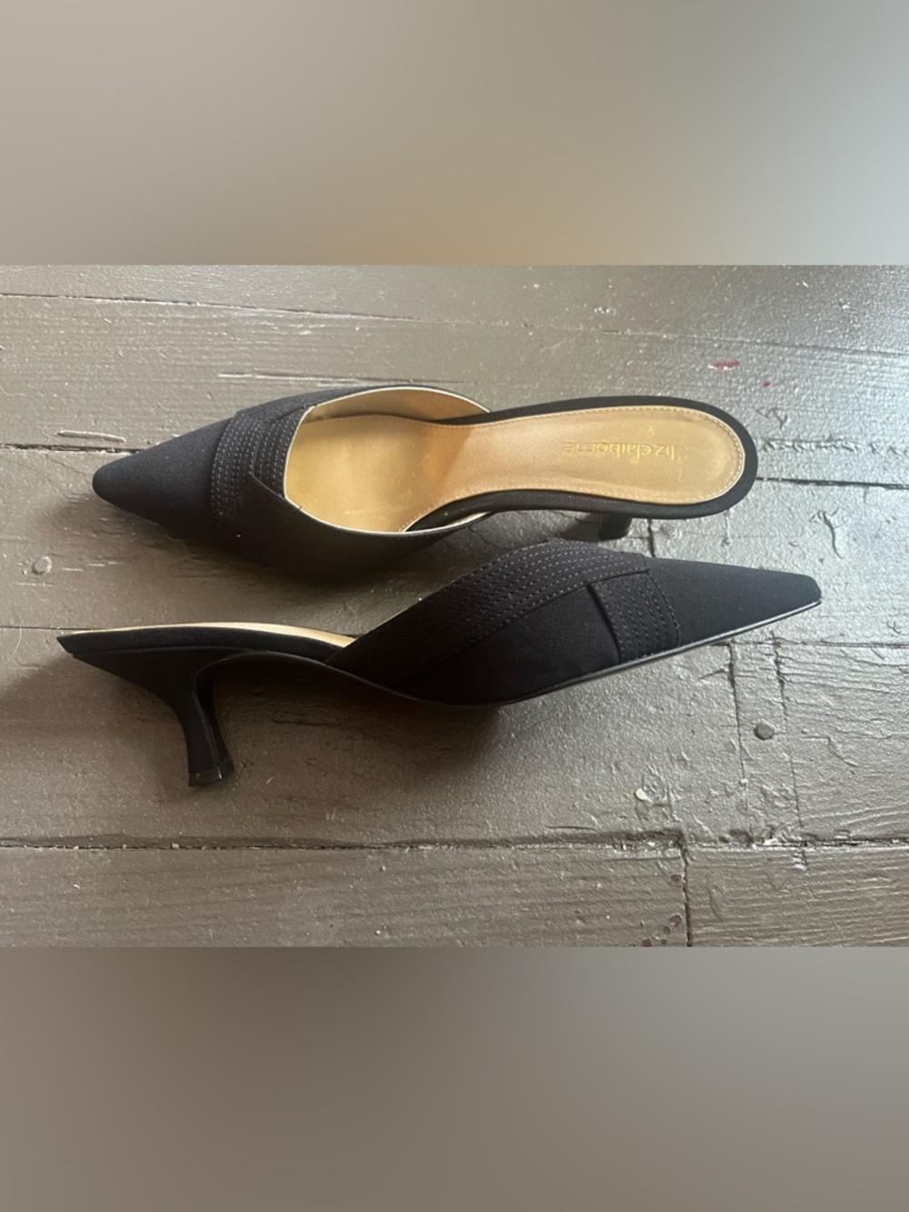Elegant Black Slip-On Kitten Heel Mules
